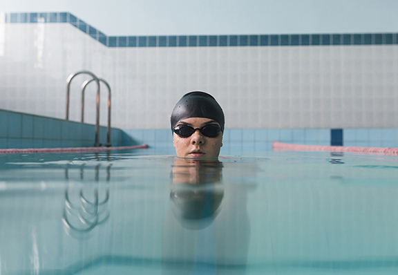 woman swimming in a pool